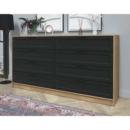 Kомод Тренд КТ-К197 (Дуб золотой ЛДСП/ Черный ЛМДФ) Ш1965 В1020 Г451